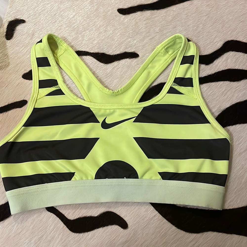 Neon Yellow and Black Nike Pro Sports bra